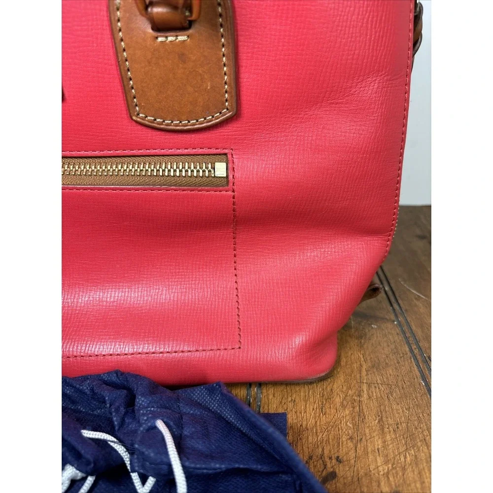Dooney & Bourke Morgan‎ Satchel Red Handbag Saffiano Leather Shoulder W/Dust Bag